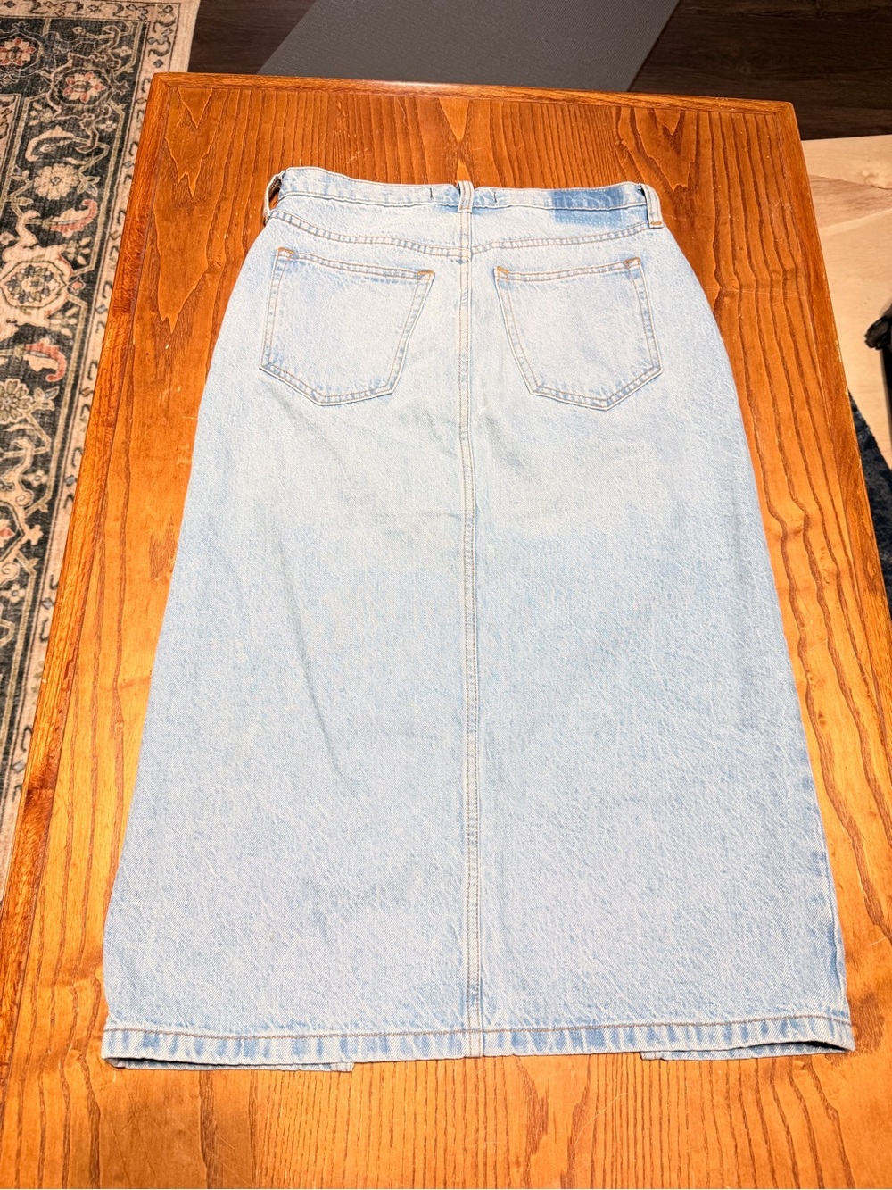 Abercrombie & Fitch Light Blue Denim Maxi Skirt with Front Slit - Picture 5 of 5
